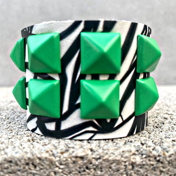 Scribble Green Studs Cuff