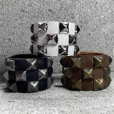 Leather Studded Cuff: Triple