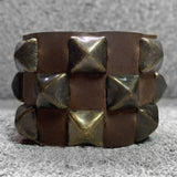 Leather Studded Cuff: Triple